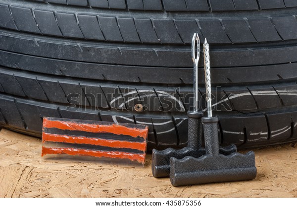 Flat car tire repair kit, Tire plug repair kit for
tubeless tires.