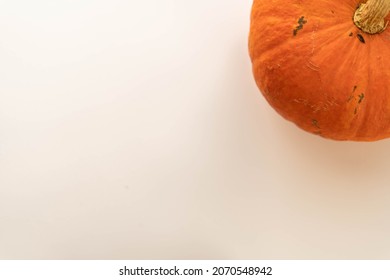 Flat composition of pumpkin on a white background. blank for advertising. place under the text