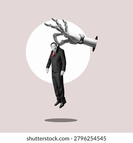 Flat design art. An ai algorithm ousts workers. Job loss due to AI technology.