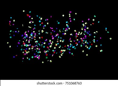 Flat Design Element.Abstract Colorful Explosion Of Confetti   Isolated On A Black Background