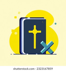 Flat design vector-style image of cross and bible