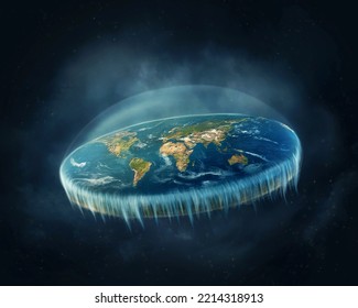 Flat Earth in space. Symbol image.  - Shutterstock ID 2214318913