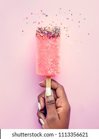 Flat Lay Of Black Woman Holding Icecream