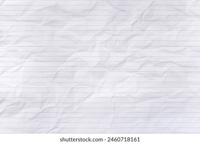Flat lay of blank blue lined paper with textured, wrinkled backdrop.
