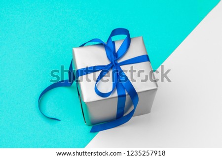 Flat lay composition with beautiful gift box