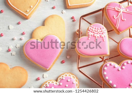 Similar – Image, Stock Photo Icing heart shaped cookies