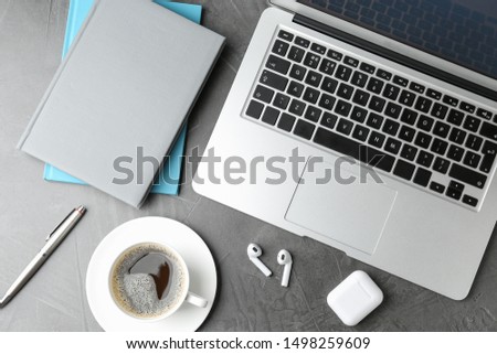 Similar – Desktop office mix, computer and mobile