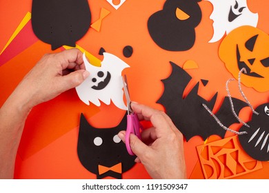 Flat lay of DIY accessories for halloween decoration. Happy Halloween festival background concept.  - Powered by Shutterstock