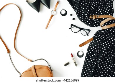 Flat Lay Feminine Clothes Accessories Collage Stock Photo 442157017 ...