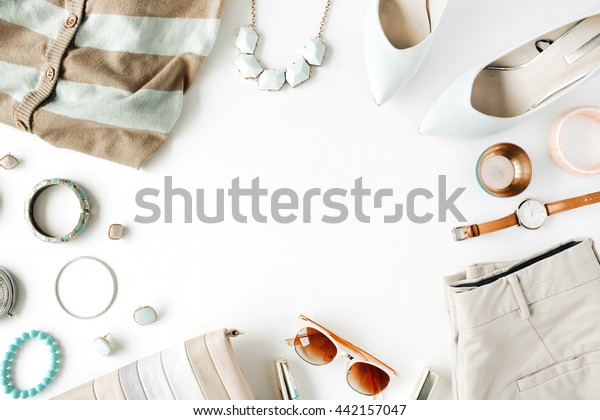 Flat Lay Feminine Clothes Accessories Collage Stock Photo (Edit Now ...
