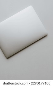 Flat lay laptop computer. Top view