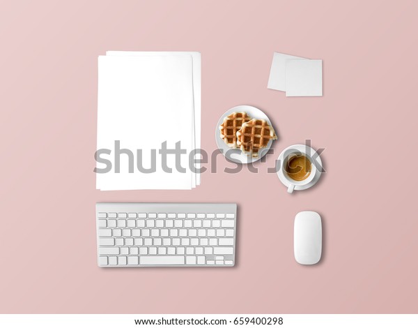 Flat Lay Office Desk Items Concept Stock Photo Edit Now 659400298