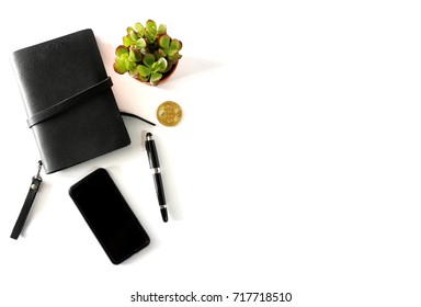 Flat Lay Photo Notebook Cell Phone Stock Photo Edit Now