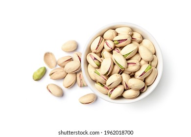 Premium Photo  Pistachio nuts in wooden bowl isolated on white background  top view