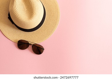 flat lay with straw hat and sunglasses - Powered by Shutterstock