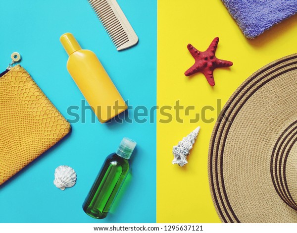 Flat Lay Summer Photo Beach Essentials Stock Photo Edit Now