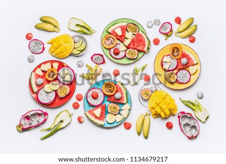 Similar – Various sliced tropical fruits and fruits