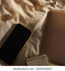 Flat Lay of Tech Gadgets and Stationery