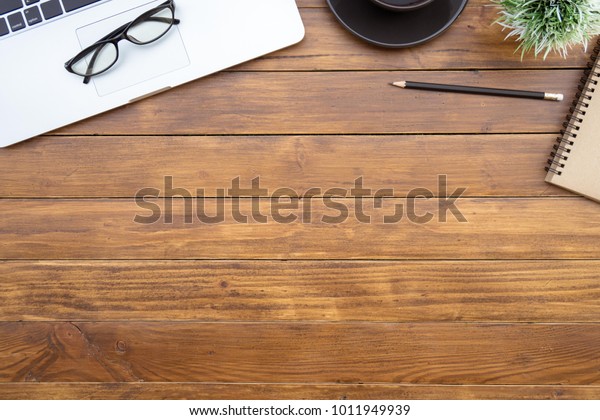 Flat Lay Top View Desk Work Stock Photo Edit Now 1011949939
