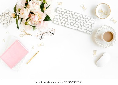 Flat Lay Womens Office Desk Female Stock Photo 1104491270 | Shutterstock