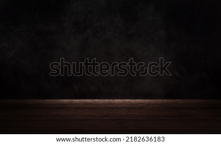 Flat lay wooden textured background, wooden plank with smokey background for product placement
