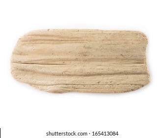 Flat Piece Of Driftwood Isolated On White. 