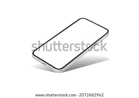 flat rays , smartphone mockup blank screen isolated on white background 