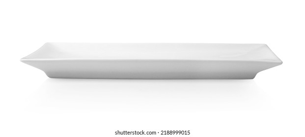Flat rectangle plate, Square ceramic plate isolated on white background.