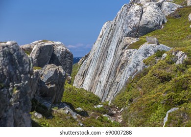 Flat Rock Face Along Hiking Path, Fogo Island, Newfoundland, Canada