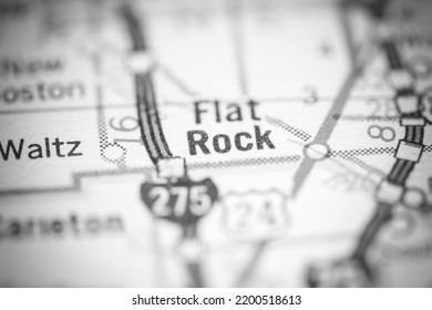 Flat Rock. Michigan. USA On A Geography Map.