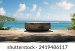 Flat rock podium on a tropical beach scene
