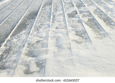 Flat Roof Covered With Snow