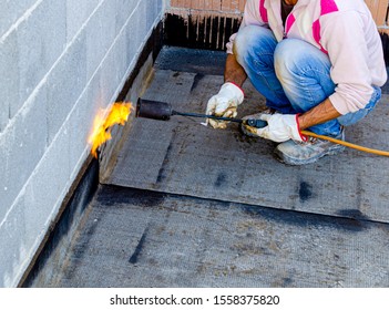 Flat Roof Covering Works Roofing Felt Stock Photo 1558375820 | Shutterstock