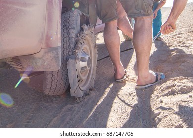 Flat Tire In Atacama Desert