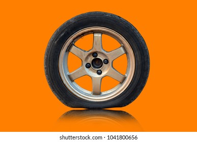 Flat Tire Isolated From White Background.