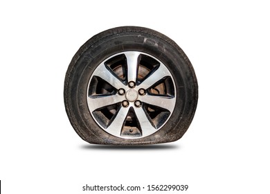 Flat Tire Tires, Safety Separated From The Background, Cliping Part
