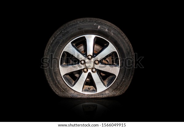 flat tire tires, safety separated from the\
black background background, cliping\
part\
