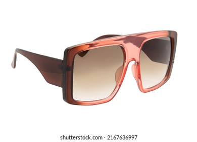 Flat Top Trendy Square classic sunglasses and pink gradient shades   frame side front view