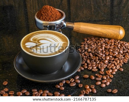 Flat white, piccolo latte, cappuccino of coffee.