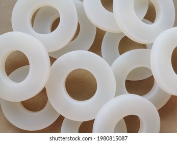 Flat White Silicone Gasket.Industrial Material,Machine Parts,Industrial Plant,engineering.Illustrations For Teaching Aids, Product Catalogs, Books.