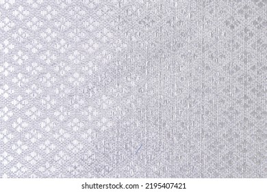 Flat White-colored Fabric Texture Background. This Brocade Fabric Is Made Of Polyester.