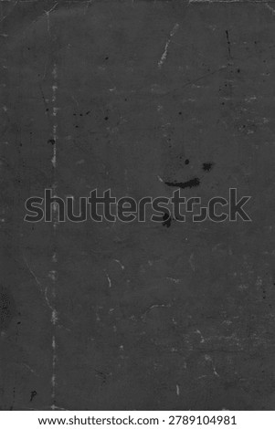 Flatbed scanner scan of dark gray paper with a dense layering of analog artifacts vertical white streaks running down the left side, fine hairline scratches in the upper area, irregular toner blobs and a smear mark in the center, horizontal fold lines and scattered specks throughout. Each artifact type operates at a different scale, creating a complex, layered surface with no single dominant element. This is one of the most heavily distressed scans in the catalog. No AI, no digital generation. 300dpi, print-ready. Works in Multiply or Screen mode for heavy grunge overlays, dark poster and album cover backgrounds, zine and editorial layouts, crime scene and noir aesthetics. The density and variety of artifacts makes it particularly effective for compositions that need maximum analog damage in a single layer without stacking multiple files.