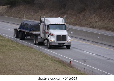 Flatbed Semi Truck on the Highway