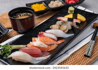 Flatfish, sushi, salmon, fish, sashimi, shrimp, tuna, and Japanese, food, meal, gourmet, cheese, fish, plate, fresh, cuisine, healthy, pizza, snack, sushi, dinner, salad, appetizer, delicious - Powered by Shutterstock