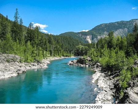 Flathead River West Glacier Park Montana Usa Summer Day
