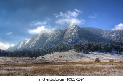 Flatirons in Winter - Boulder, Colorado, USA