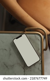 Flatlay mobile phone on marble table. Aesthetic elegant blog, online shopping, online store, social media branding template with blank copy space - Shutterstock ID 2187677749