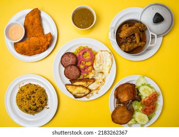 Flatlay Of Puerto Rican Food