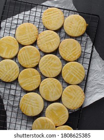 Flatlay Of Sable Breton Biscuits Or French Butter Cookies