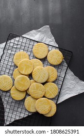 Flatlay Of Sable Breton Biscuits Or French Butter Cookies